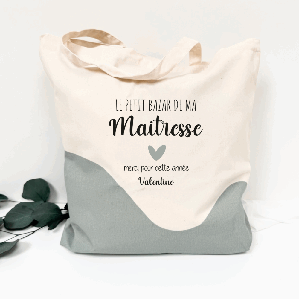 cadeau maitresse, idée cadeau remerciement, sac personnalisé