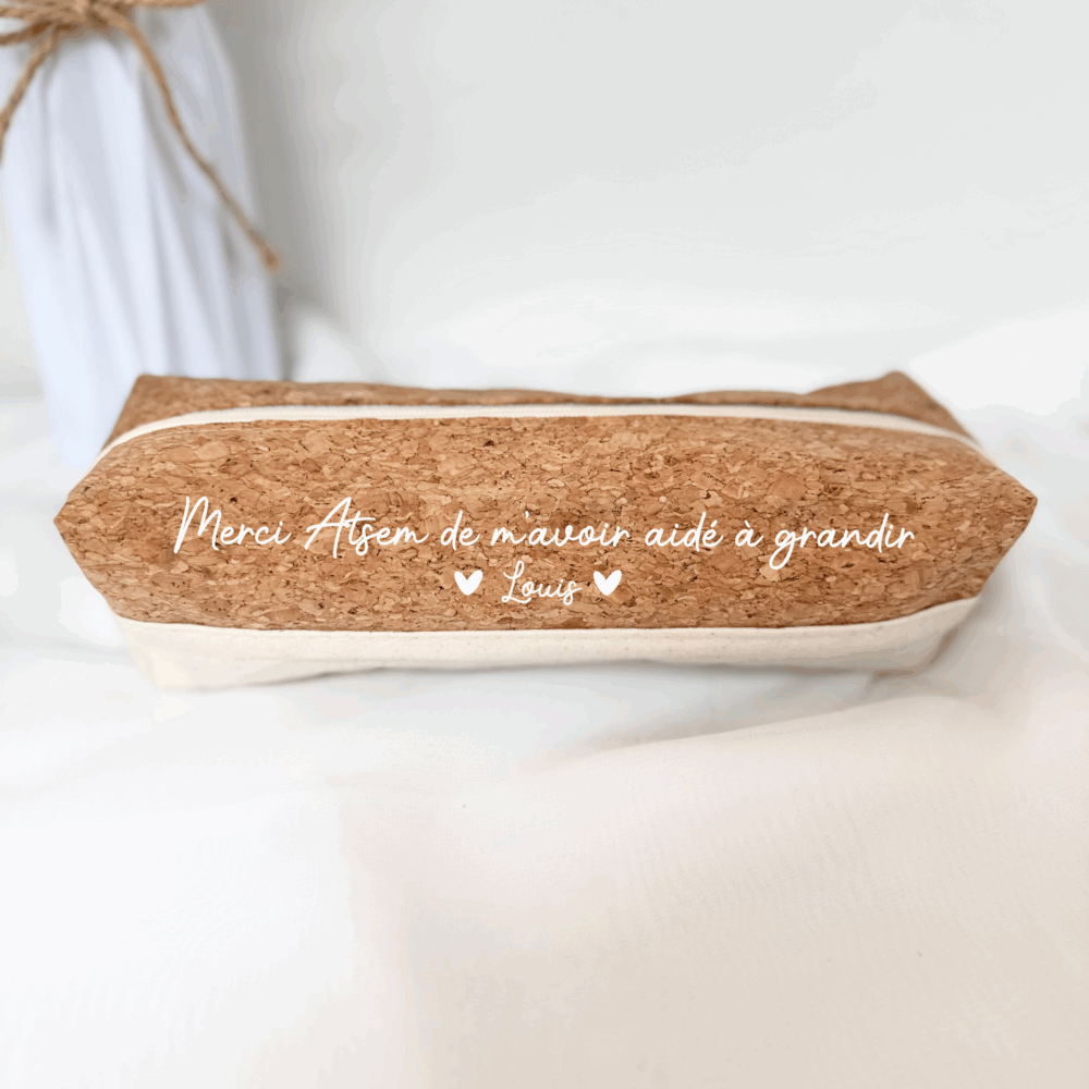 cadeau atsem remerciement, idée cadeau personnalisé, trousse crayon