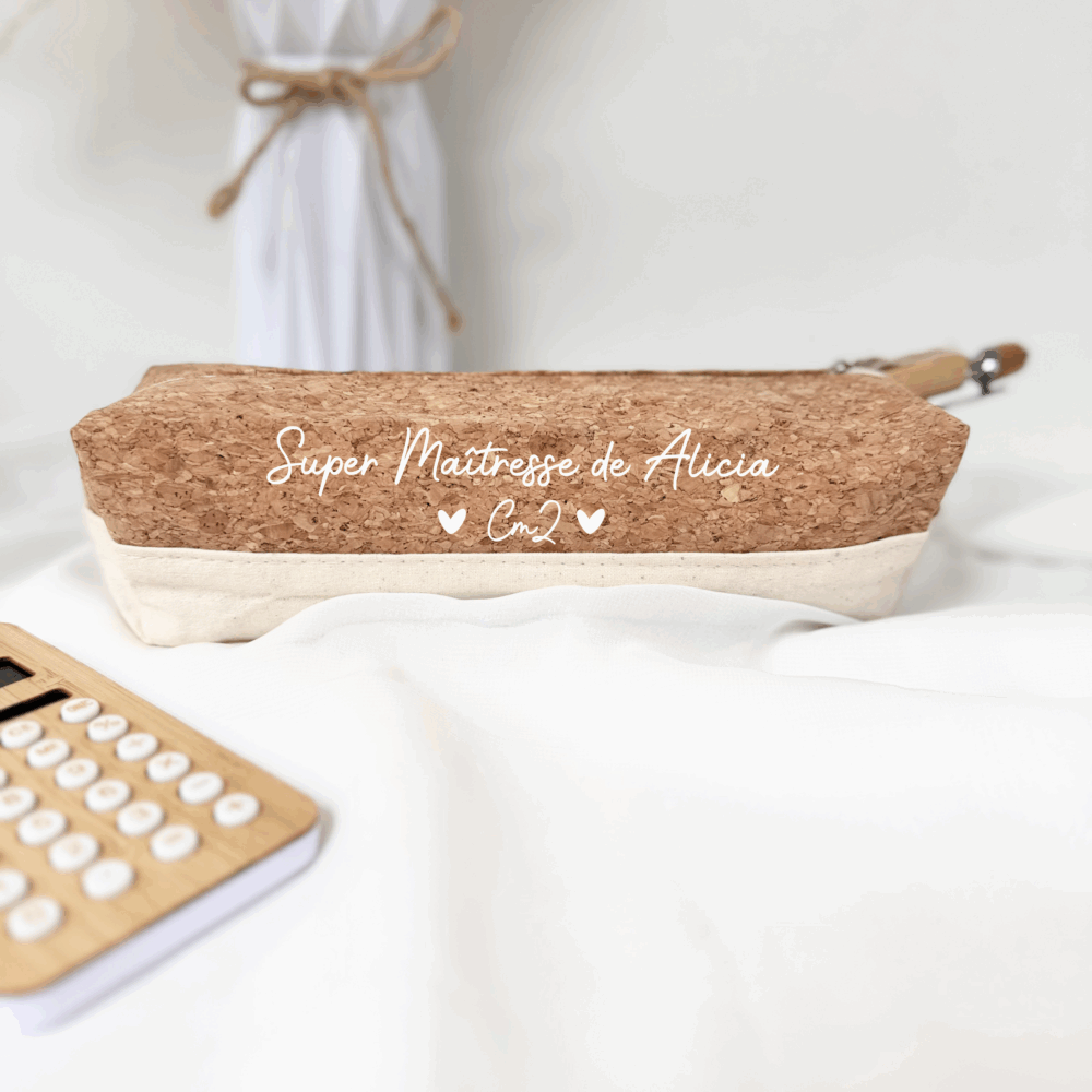 cadeau maîtresse, idée cadeau fin d'année, trousse maitresse personnalisé