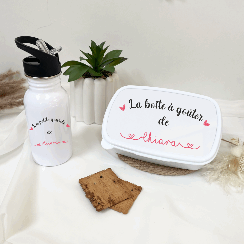 gourde personnalisé enfant, boîte à gouter, rentrée scolaire, école
