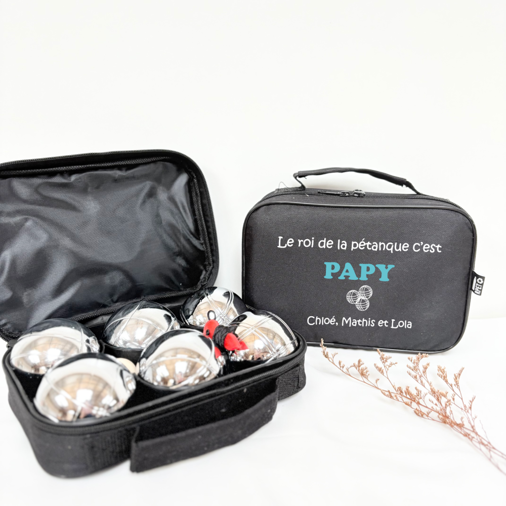 trousse de petanque personnalisé papy, idée cadeau papy