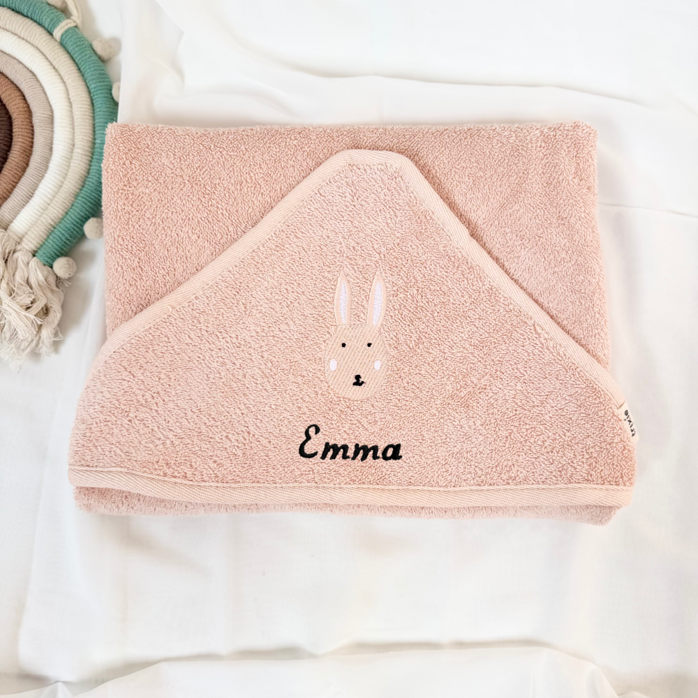 sortie de bain lapin personnalisé, cadeau fille