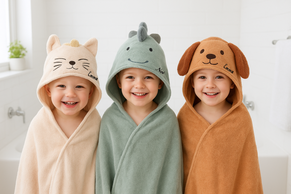 cape de bain bébé, serviette animaux anfant