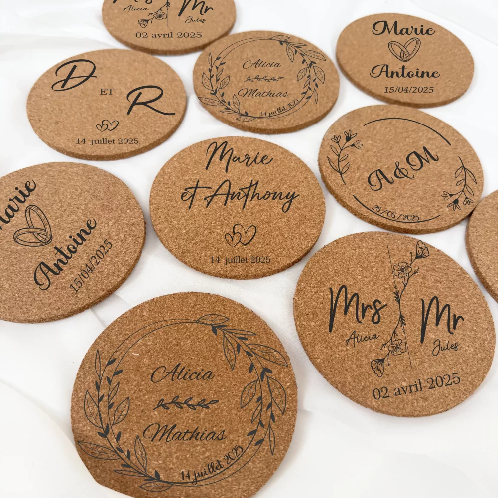 dessous verre mariage personnalisé