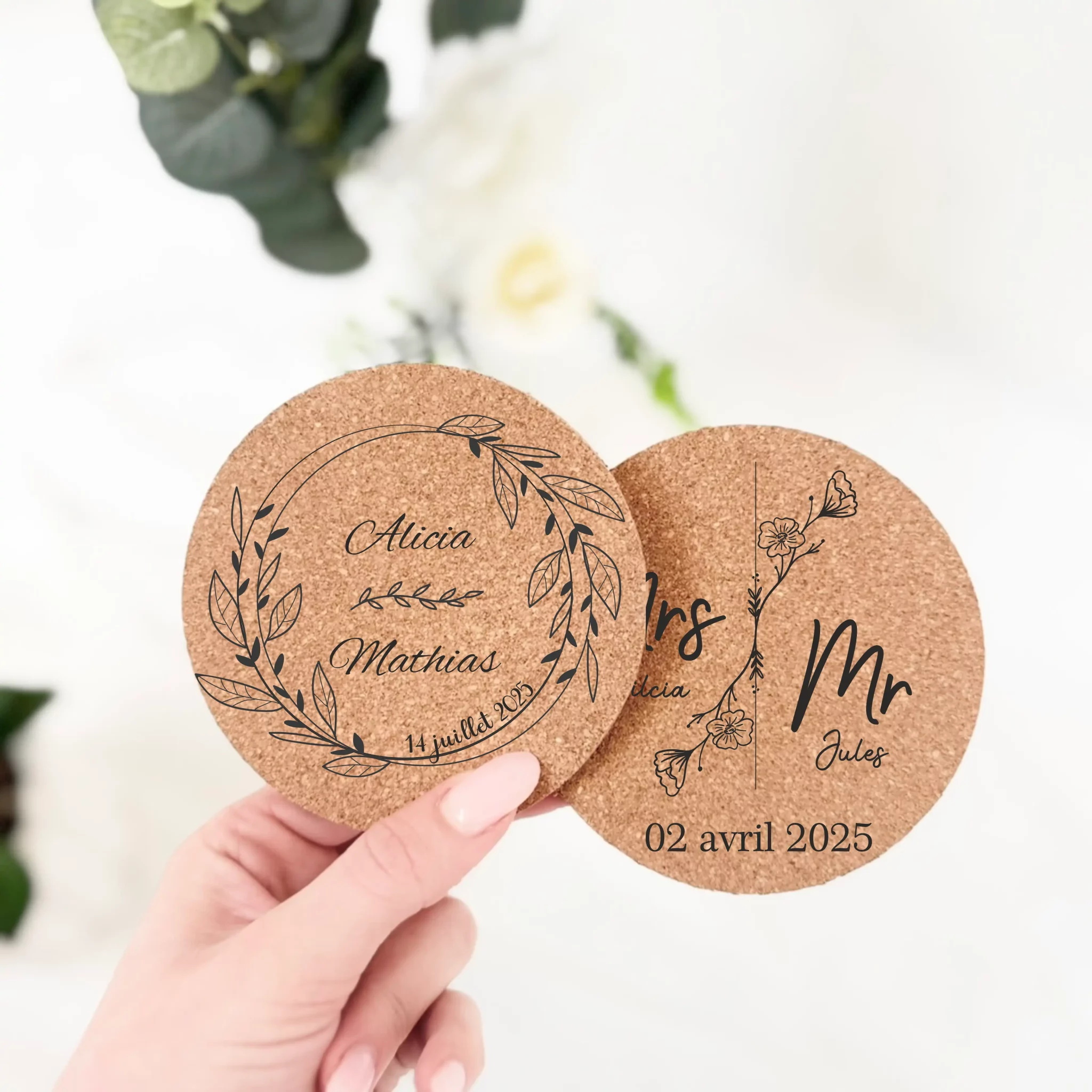 Sous-verre personnalisé cadeau de mariage