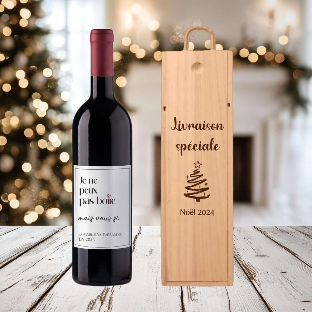Annonce de Grossesse  Noël Coffret à Vin