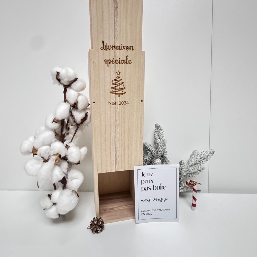 Annonce de Grossesse  Noël Coffret à Vin — annonce étiquette vin