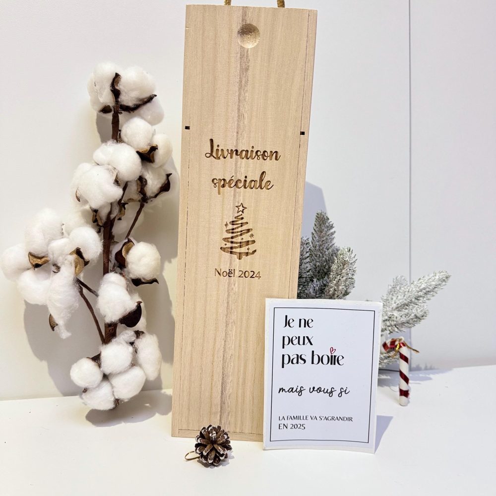 Annonce de Grossesse  Noël Coffret à Vin — annonce grands parents