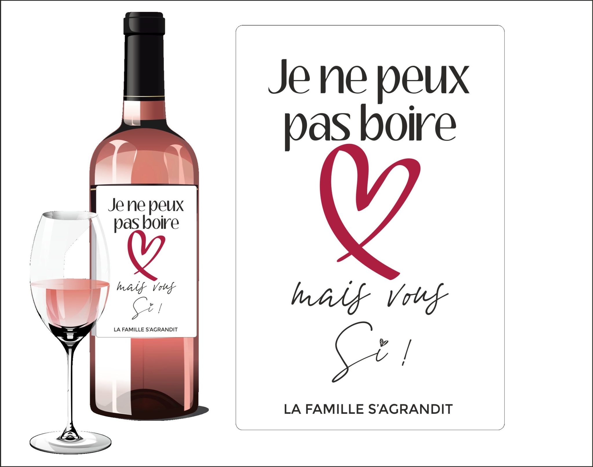 Annonce grossesse. Etiquette bouteille de vin. — annonce bébé