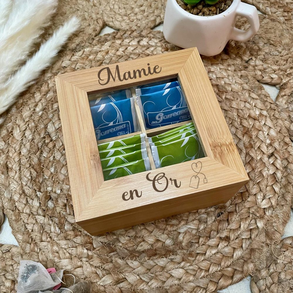 Boite à thé Mamie en or