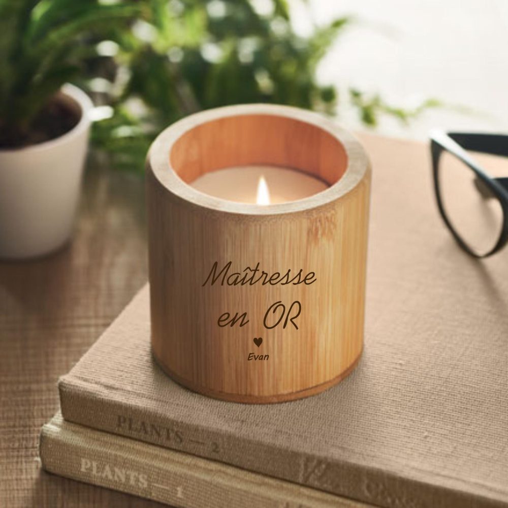Bougie Maitresse en or à personnaliser
