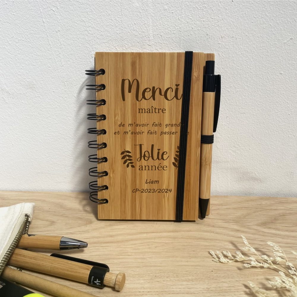 cadeau maître fin d'année personnalisé carnet