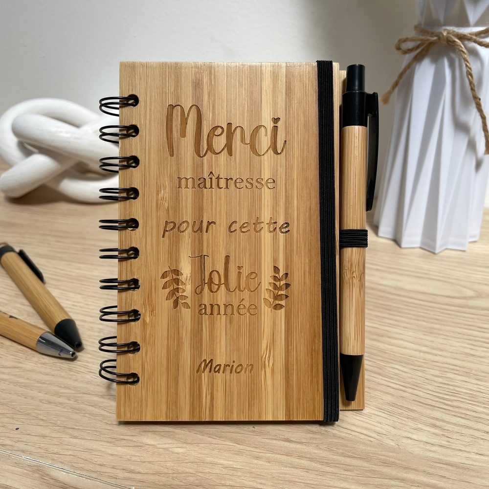 cadeau maîtresse fin d'année personnalisé carnet