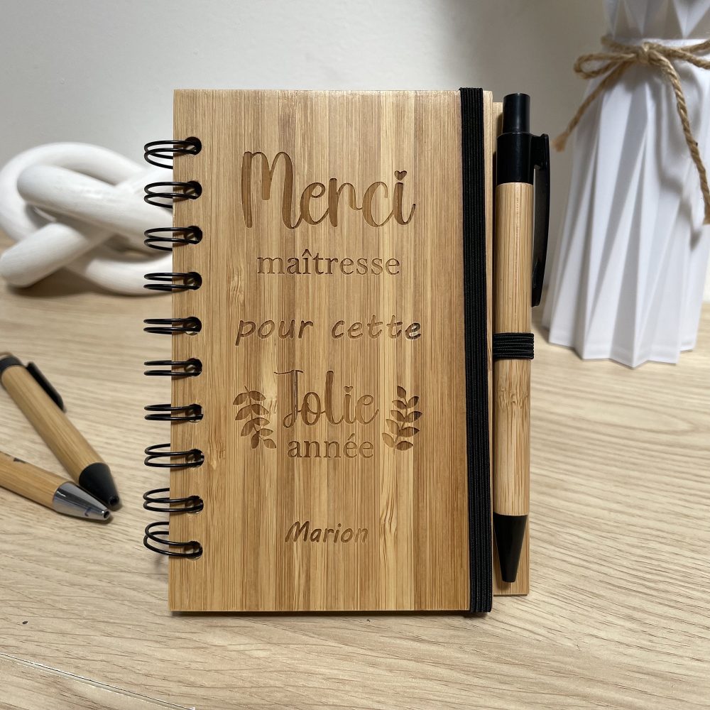 cadeau maîtresse fin d'année personnalisé carnet
