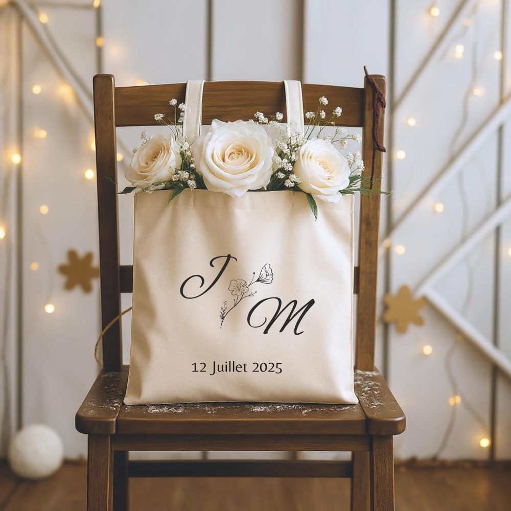 Cadeau mariage tote bag Personnalisé -sac mariage