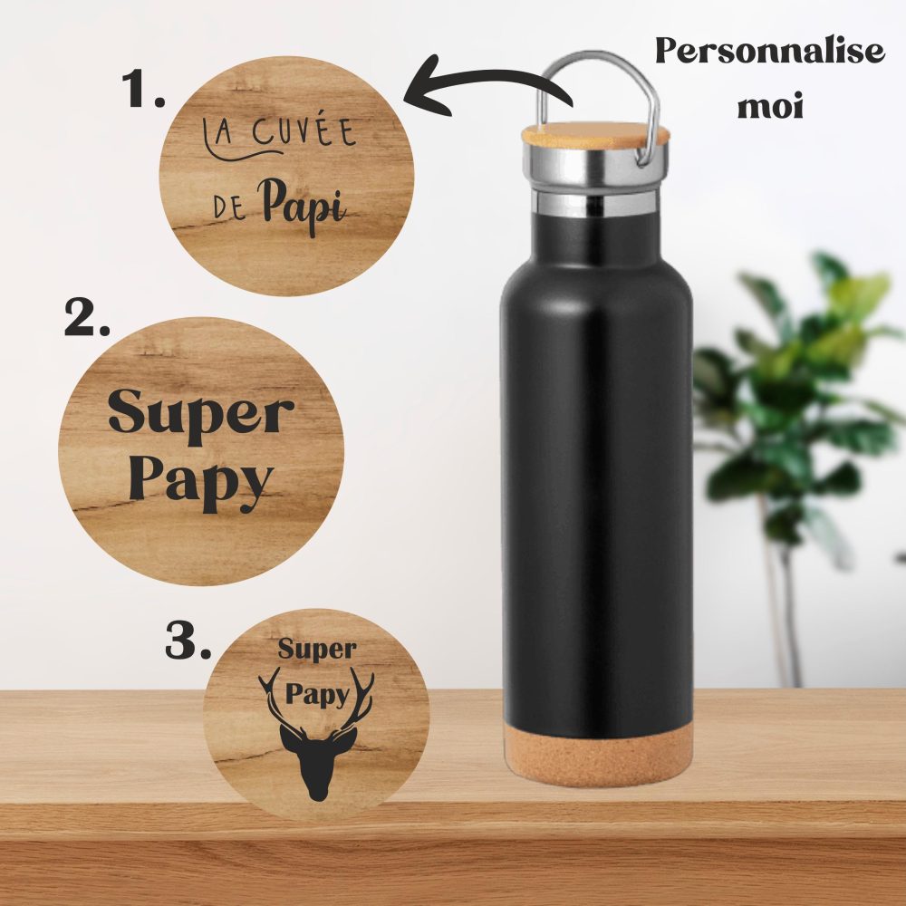 Cadeau papi gourde gravée fête des grands pères