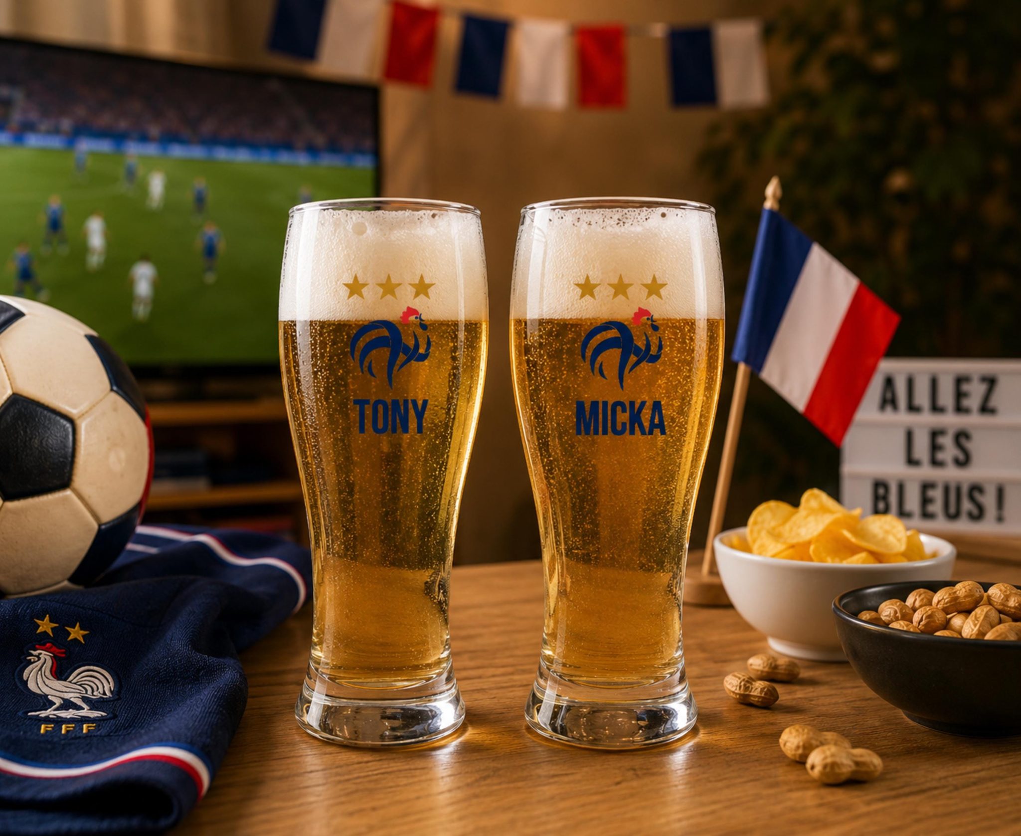 Cadeau papy football personnalisé — Verre à bière papy