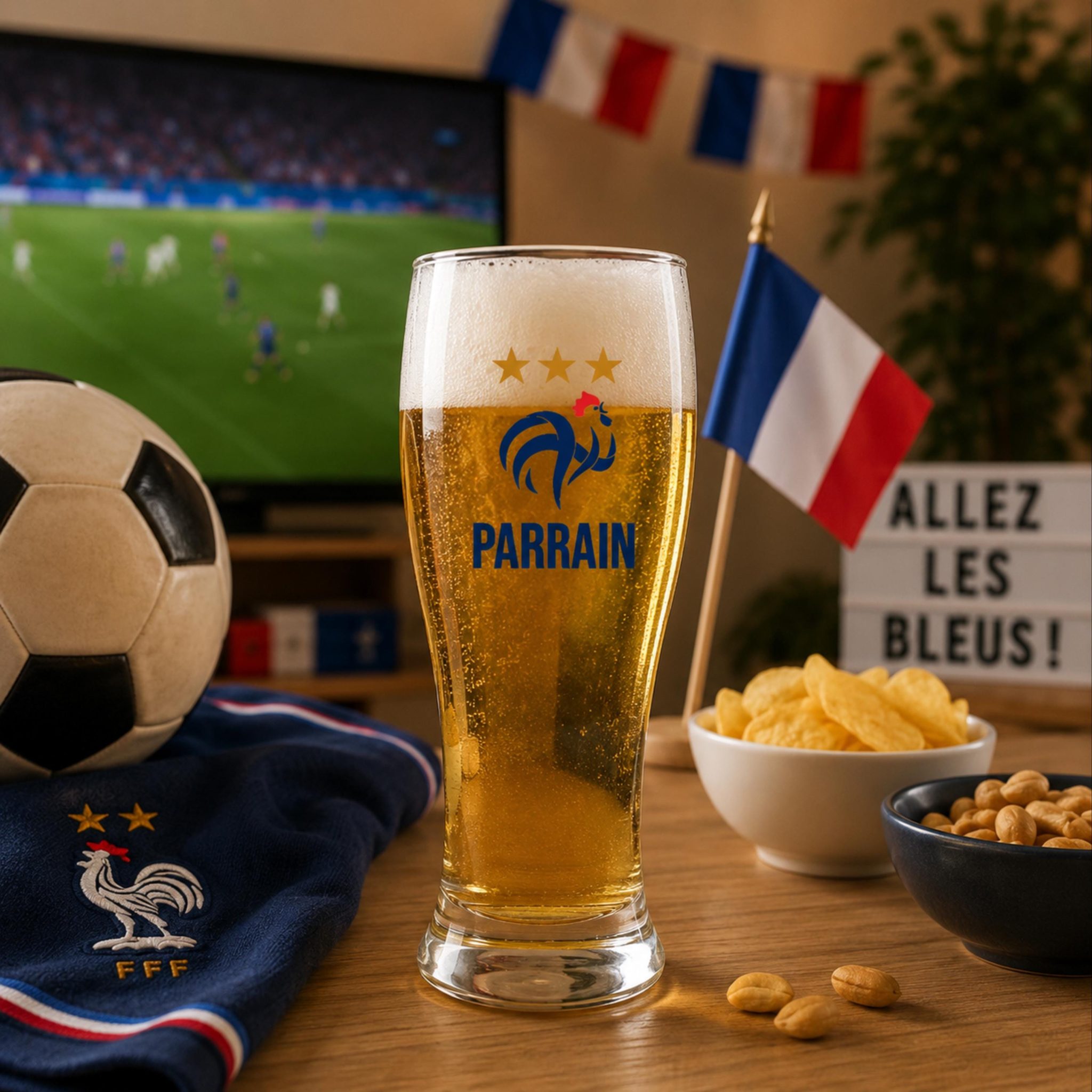 Cadeau papy football personnalisé — verre bière foot papy