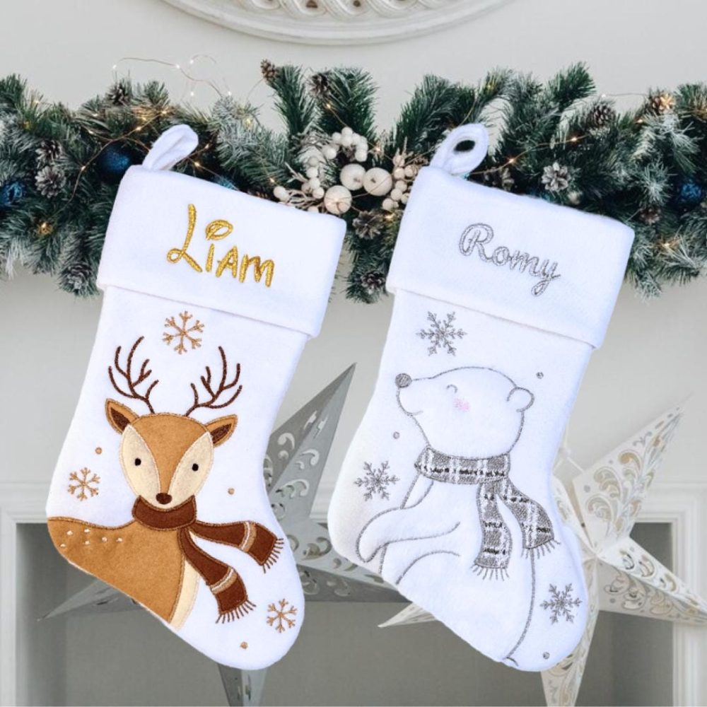 Chaussette de Noël Brodé personnalisée avec prénom