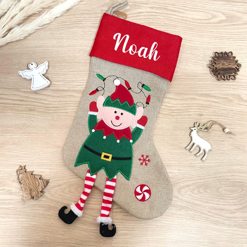 Chaussette de noël personnalisé lutin