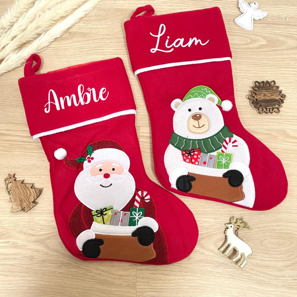 Chaussette de noël personnalisé renne — chaussette noel prénom