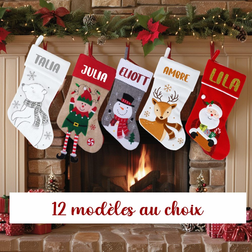 Chaussette de Noël personnalisée avec prénom