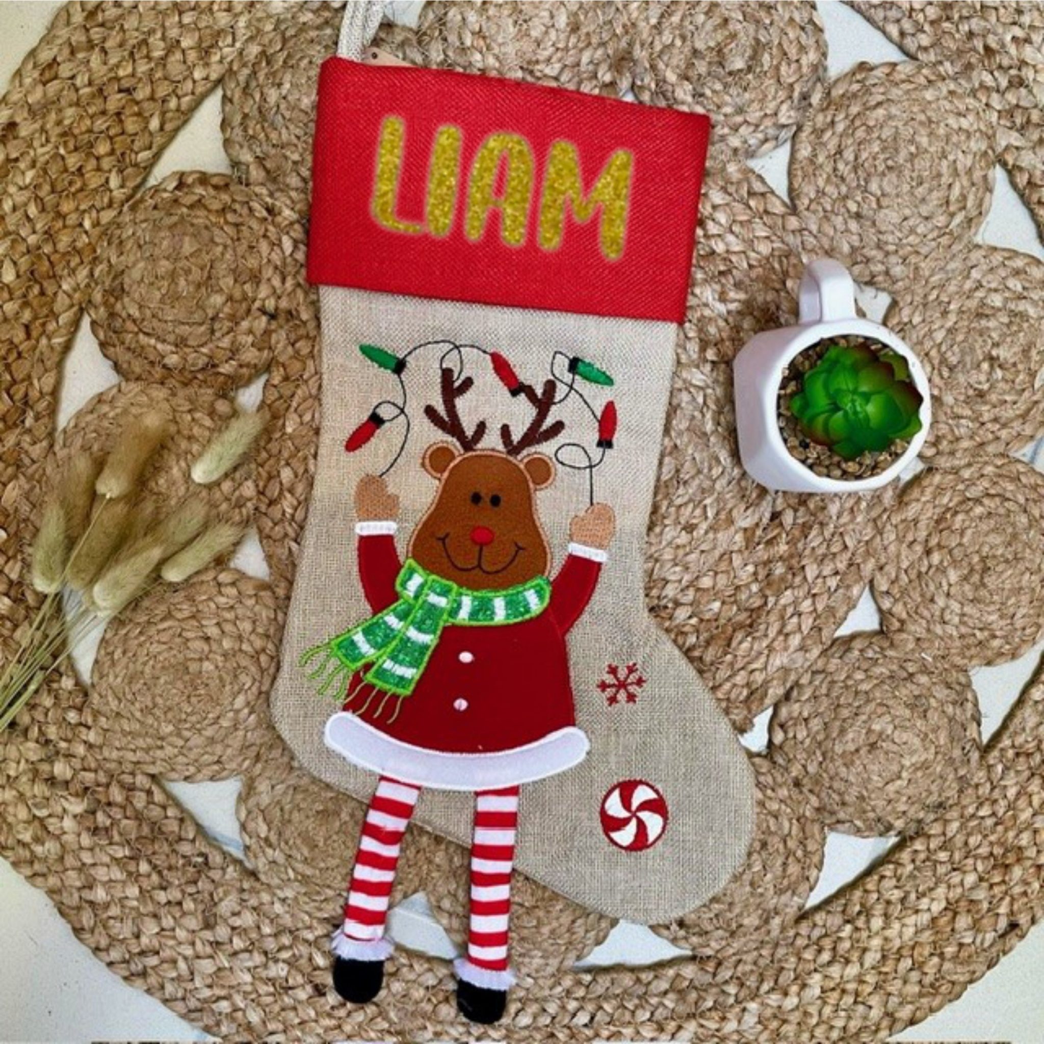Chaussette de Noël personnalisée avec prénom — cadeau personnalisé