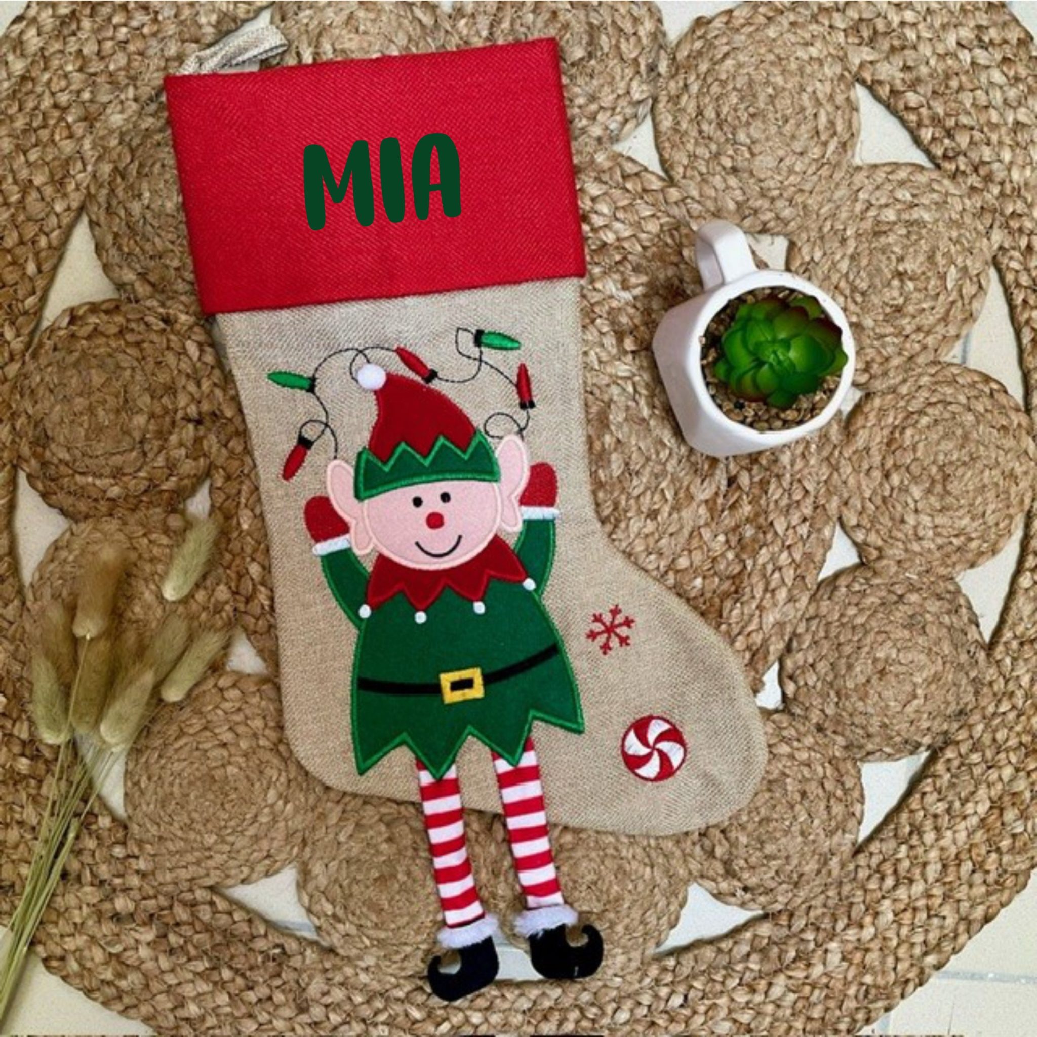 Chaussette de Noël personnalisée avec prénom — chaussette à suspendre