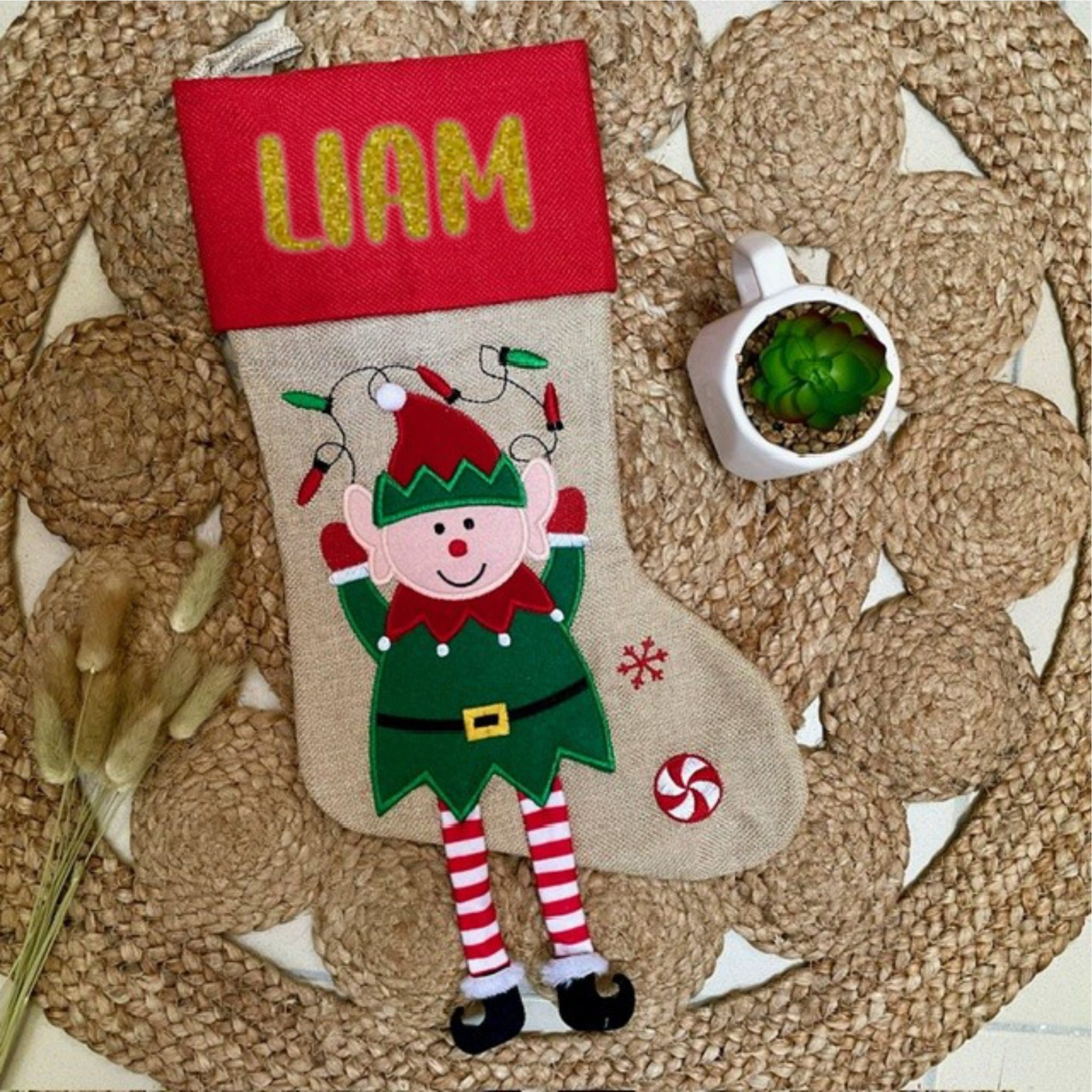 Chaussette de Noël personnalisée avec prénom — Chaussette personnalisé