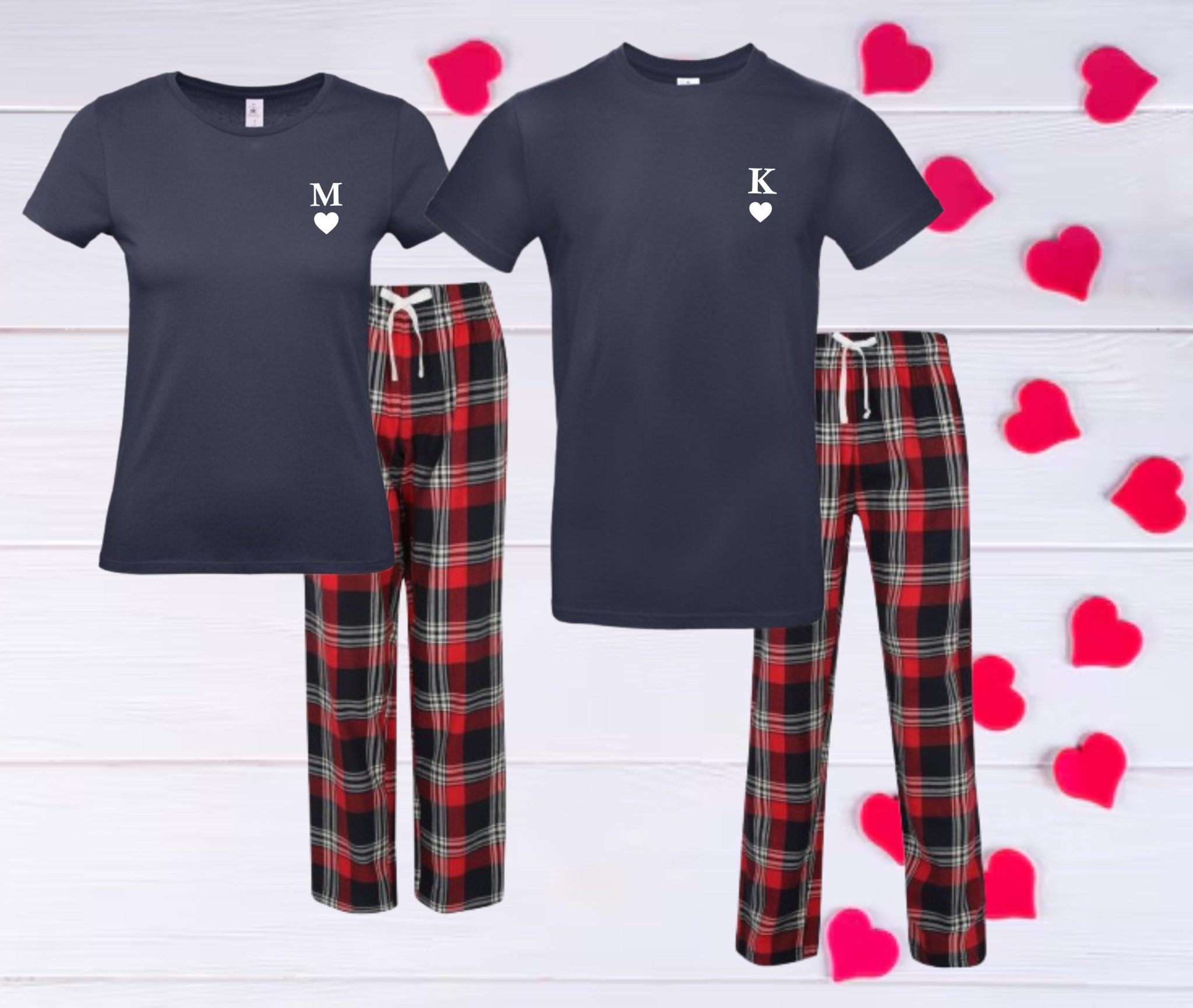 Ensemble pyjama personnalisé pour la Saint-Valentin — couple nightwear