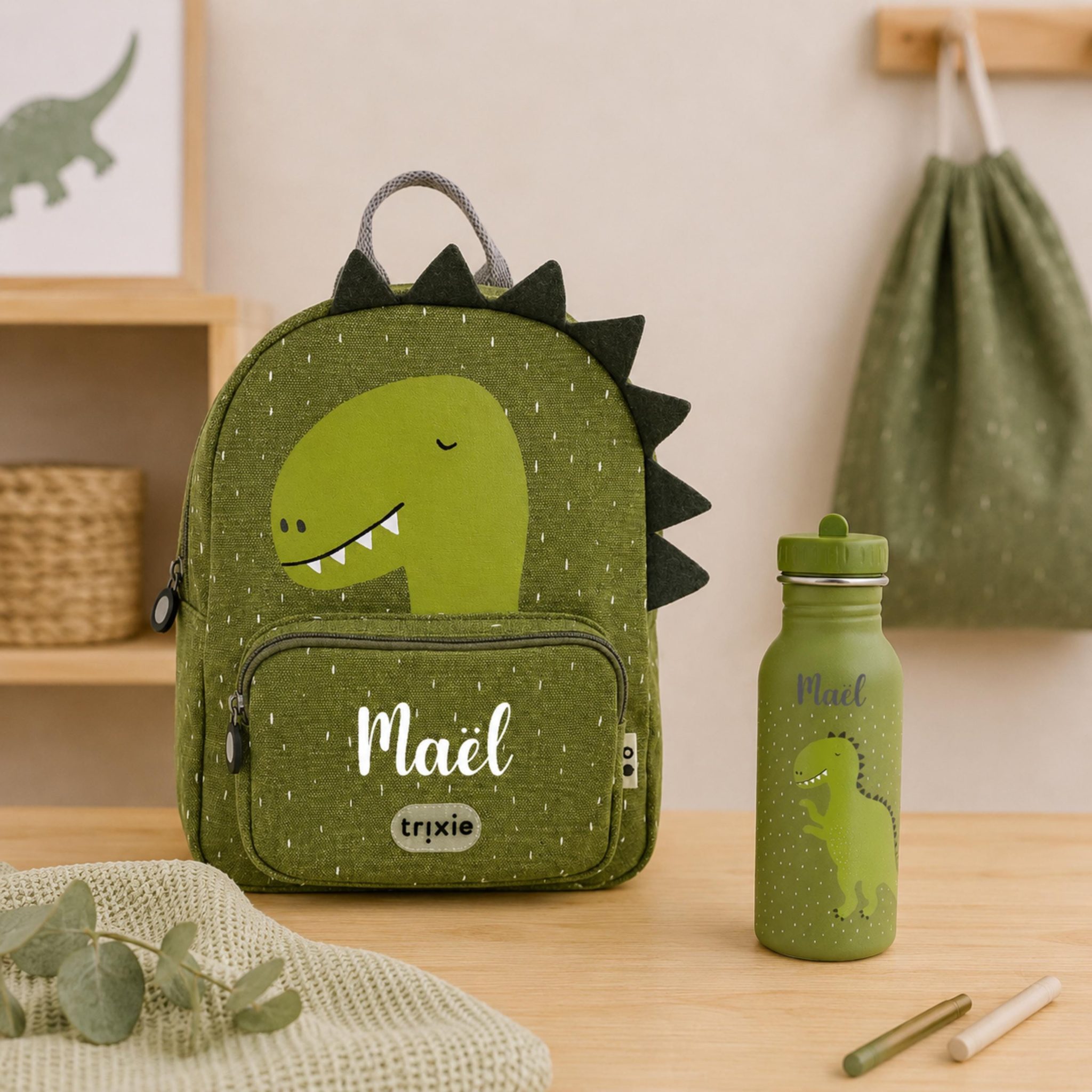 Ensemble sac à dos Dinosaure et Gourde — accessoire école enfant