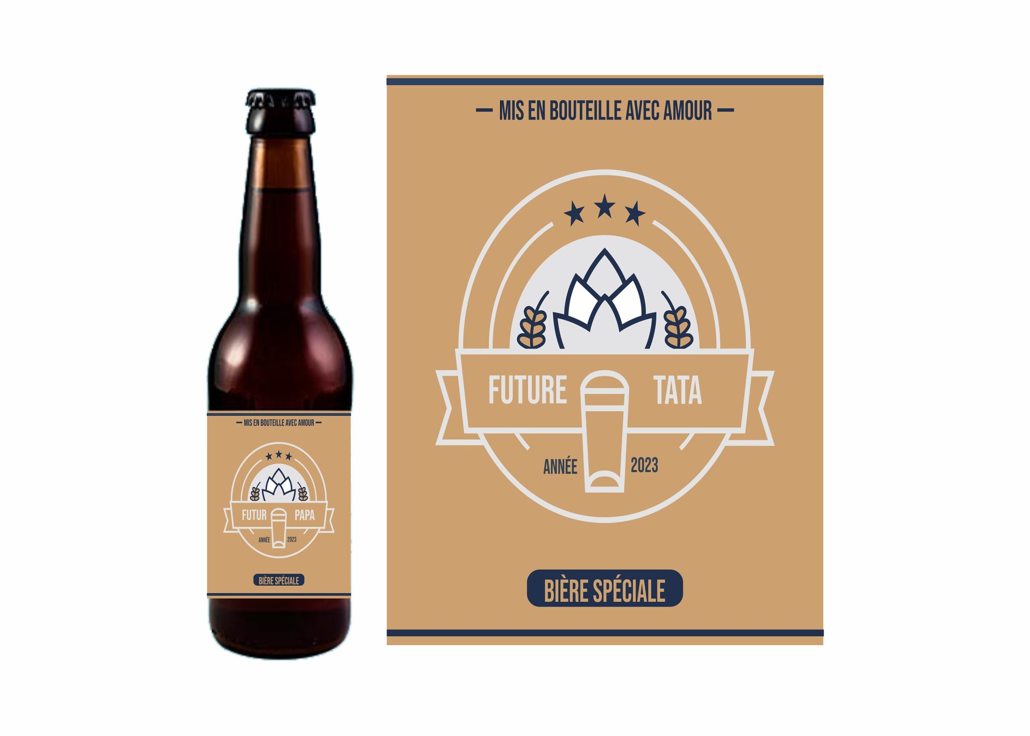 Etiquette Annonce Grossesse Bouteille Bière — futur papi
