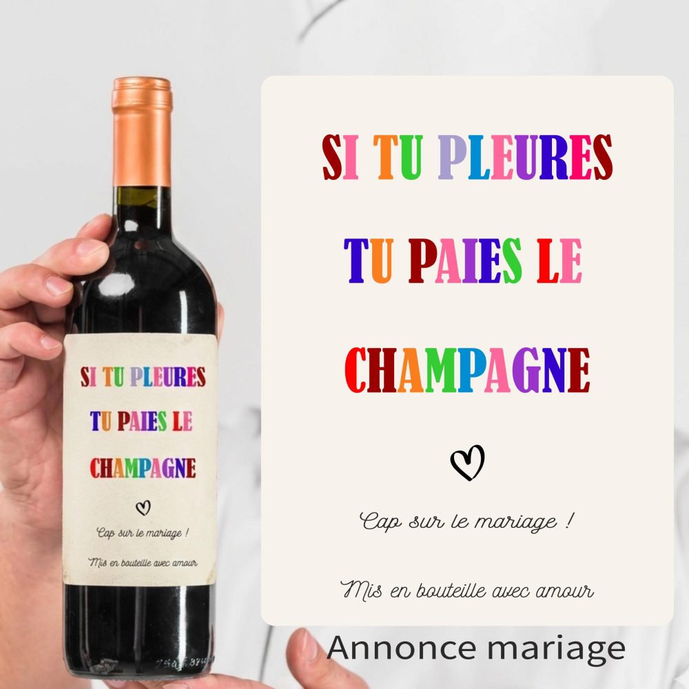 Etiquette annonce mariage pour bouteille