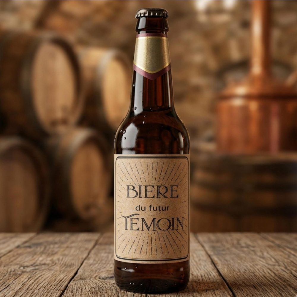 Étiquette bouteille de bière pour demande témoin