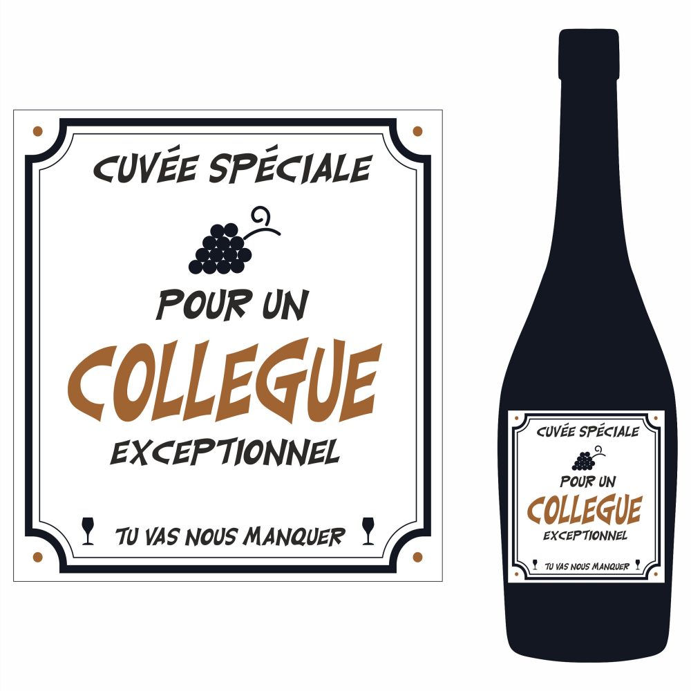 Étiquette bouteille de vin COLLÈGUE personnalisée