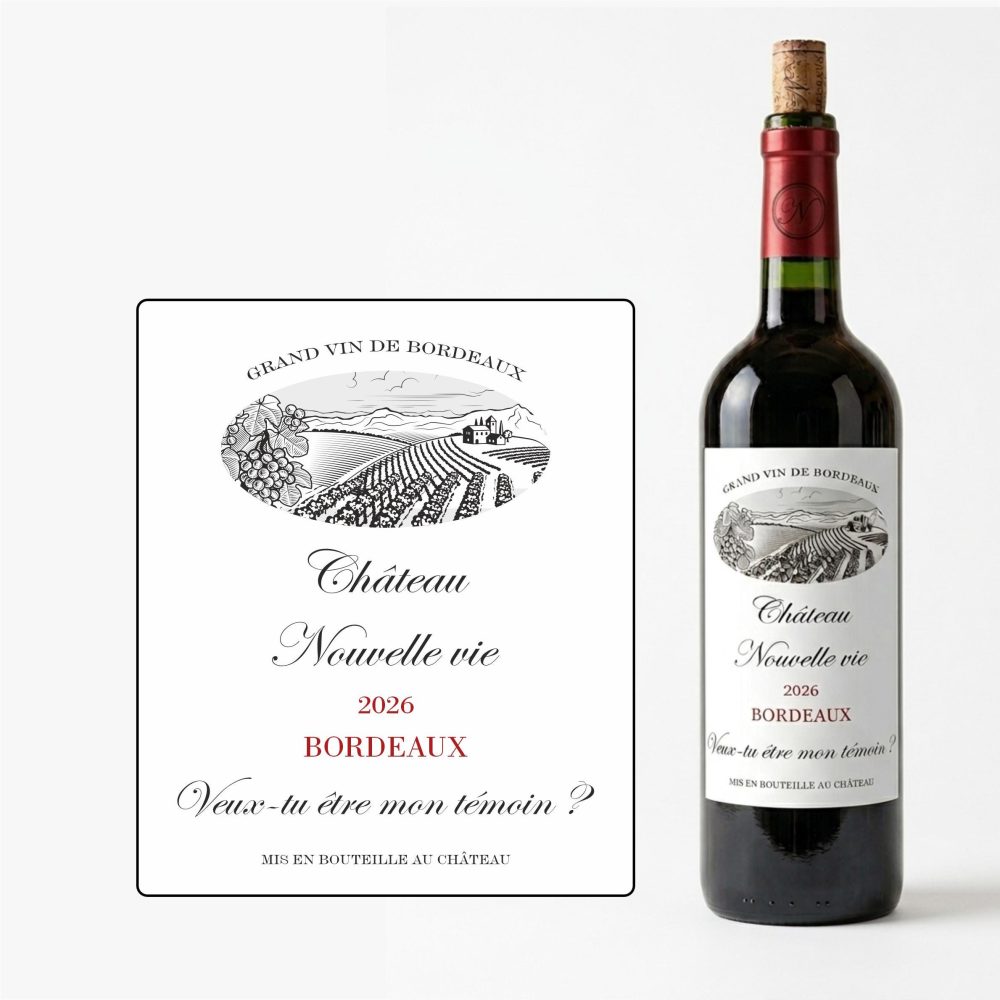 Étiquette bouteille vin demande témoin