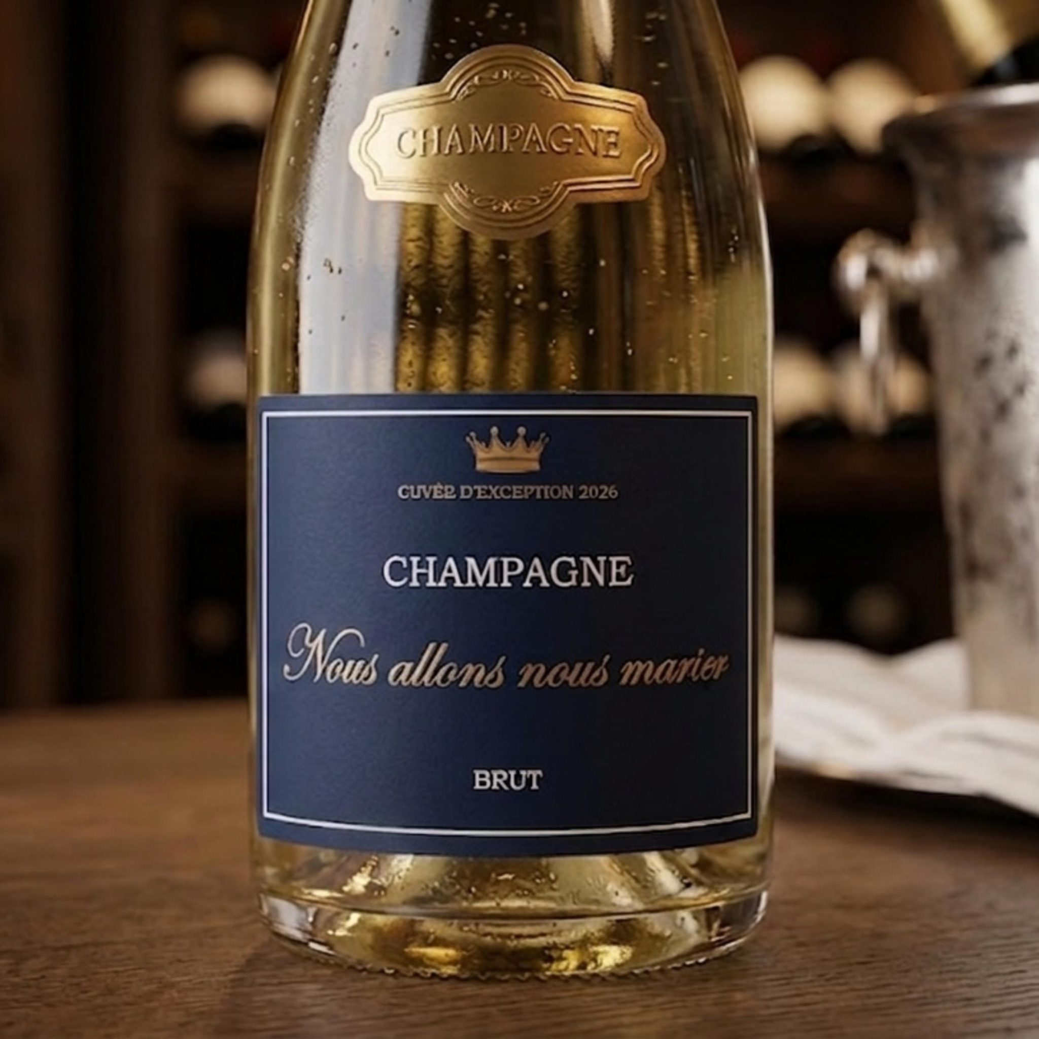 Etiquette de champagne — mariage temoin