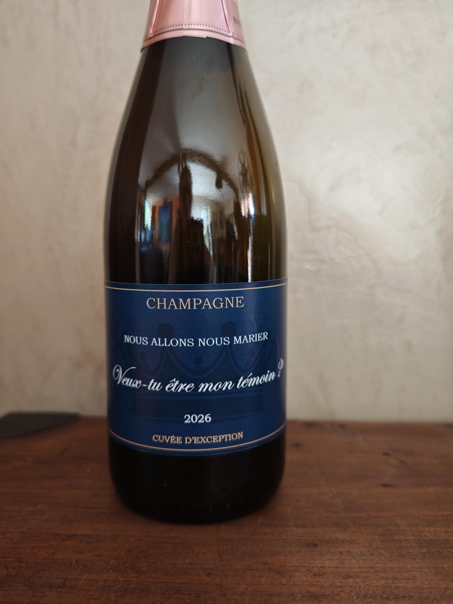 Etiquette de champagne — annonce originale mariage