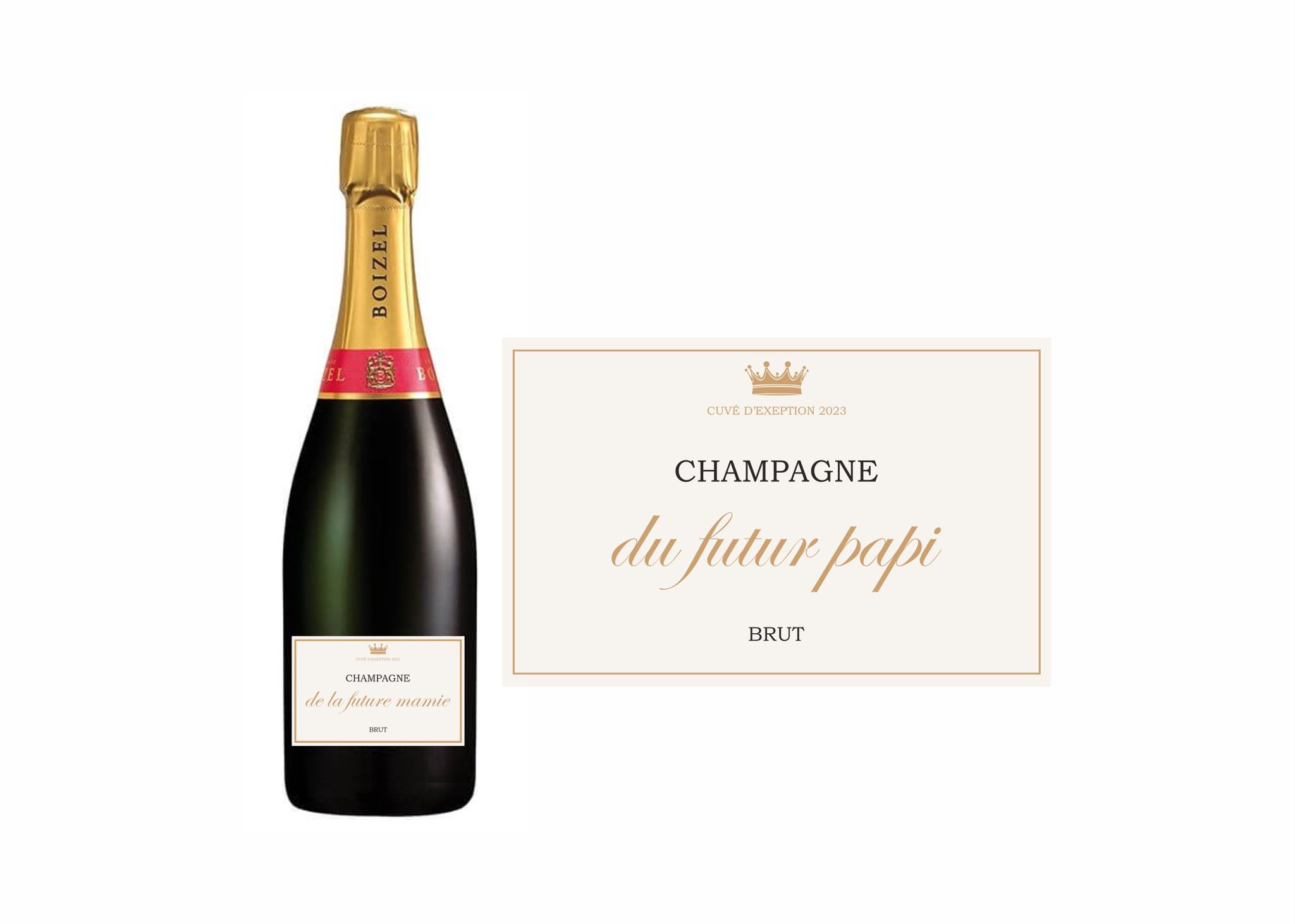 Étiquette de champagne annonce grossesse — demande originale parrain