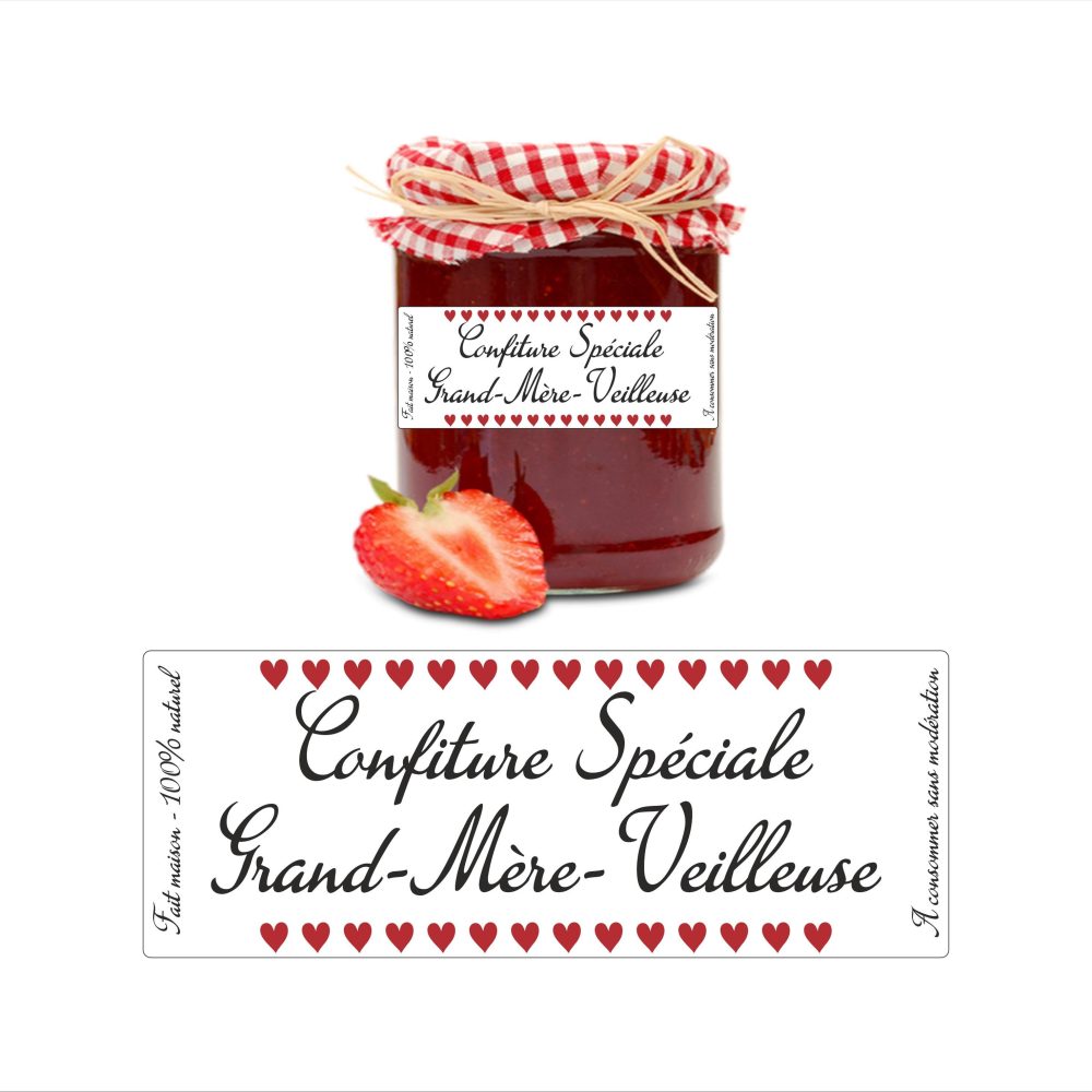 Étiquette pot de confiture Grand-Mère-Veilleuse