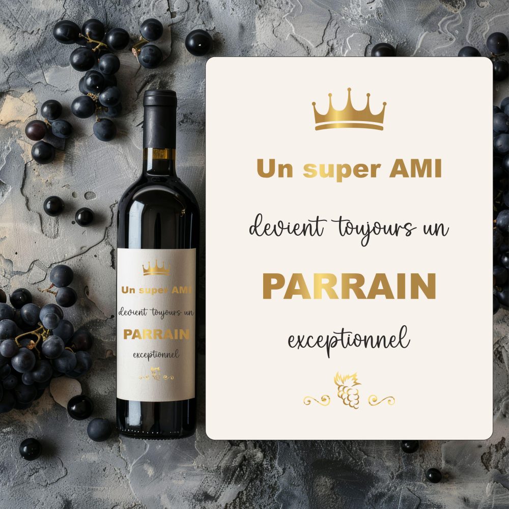 Étiquette vin demande parrain marraine