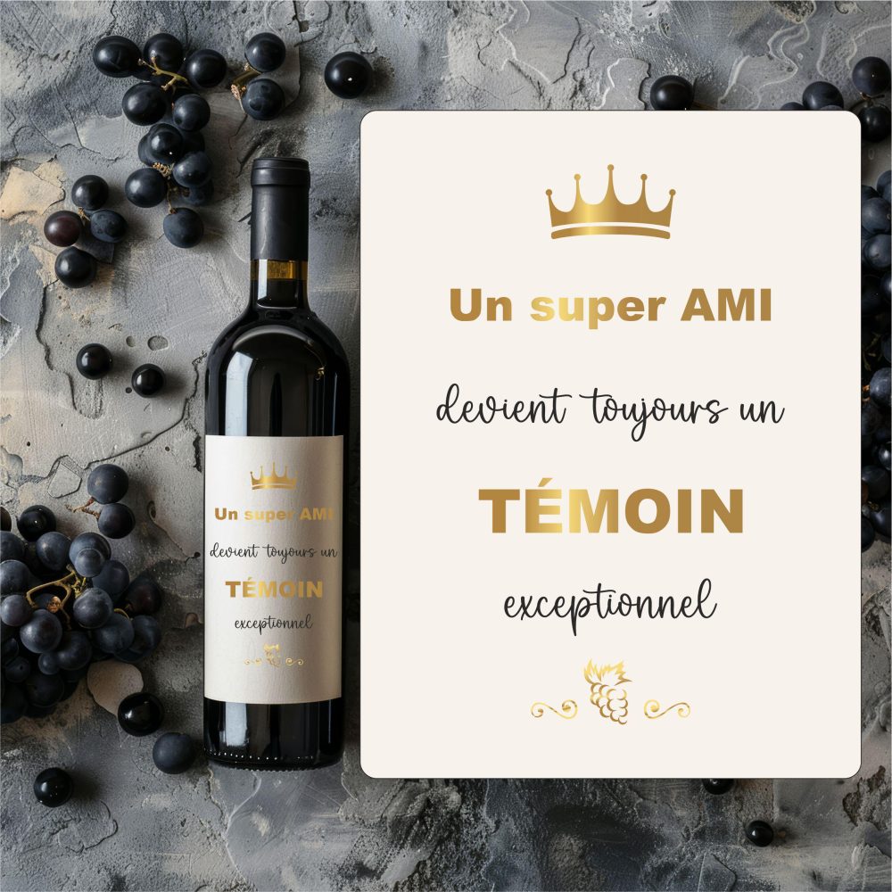 Étiquette vin demande témoin mariage veux