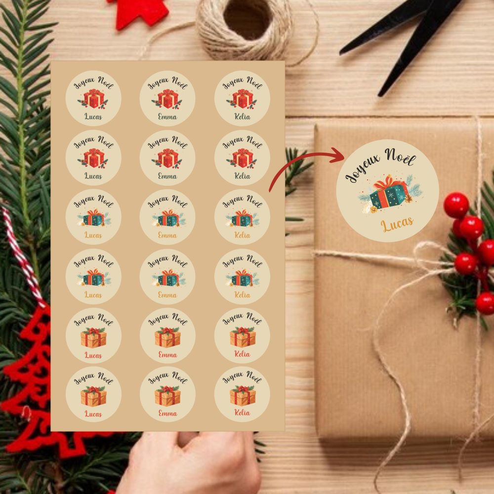 Étiquettes Personnalisées Cadeaux de Noël