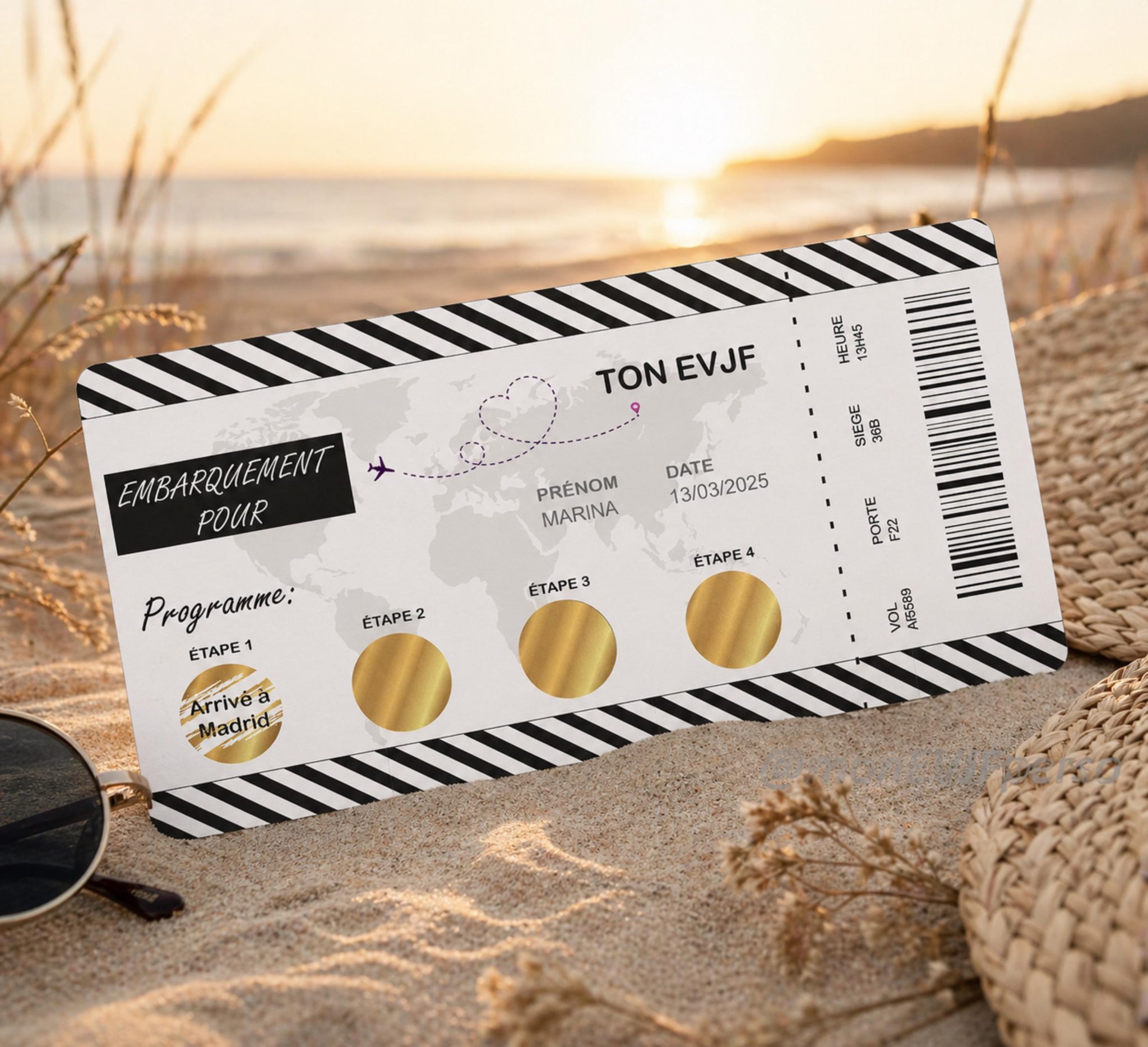 EVJF, Programme evjf à gratter, Carte