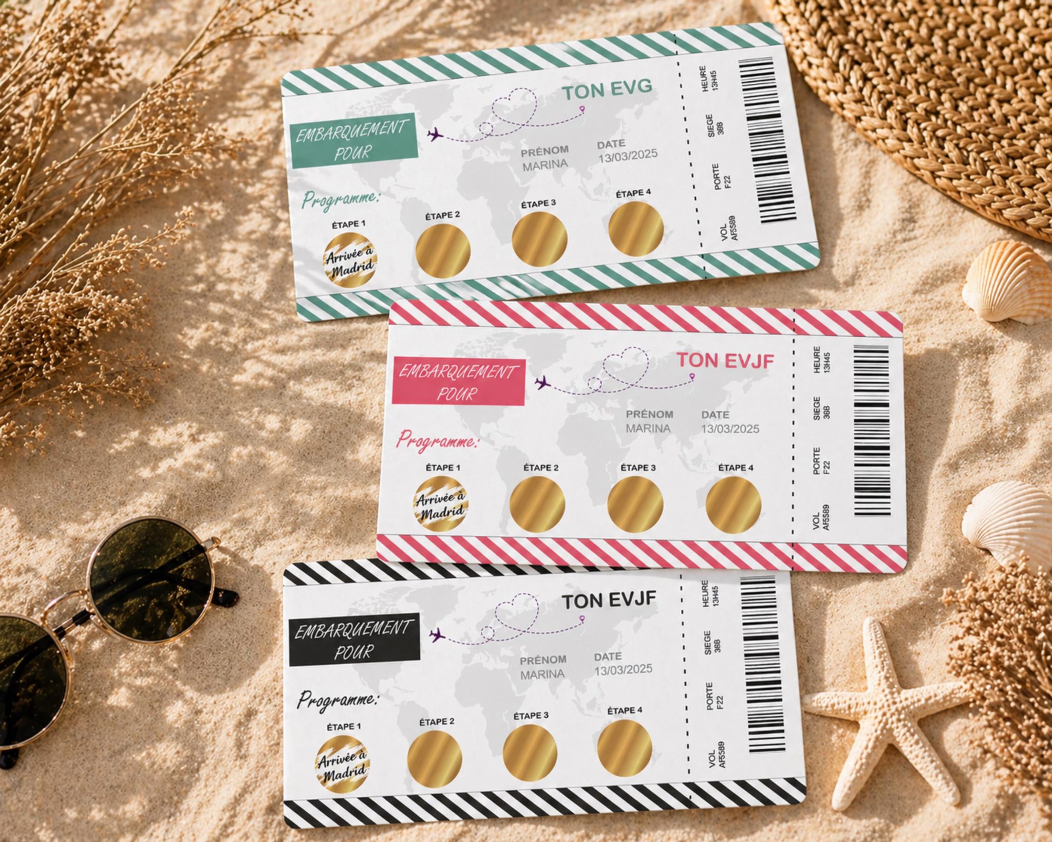 EVJF, Programme evjf à gratter, Carte — carte à gratter