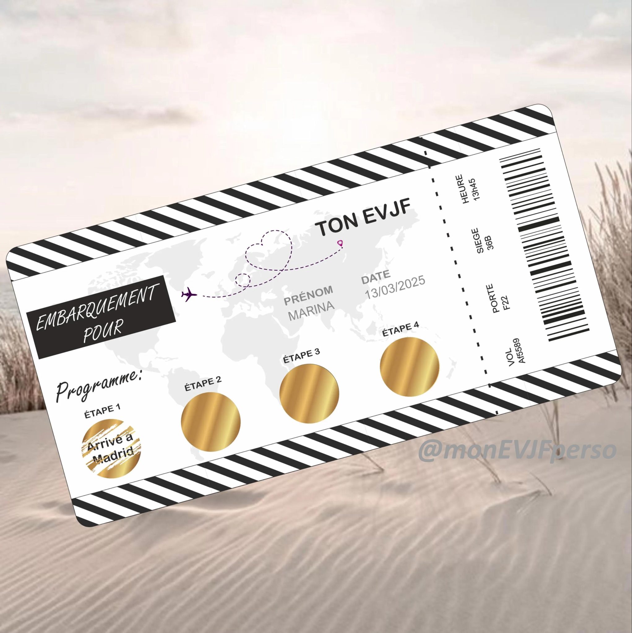 EVJF, Programme evjf à gratter, Carte — carte personnalisé
