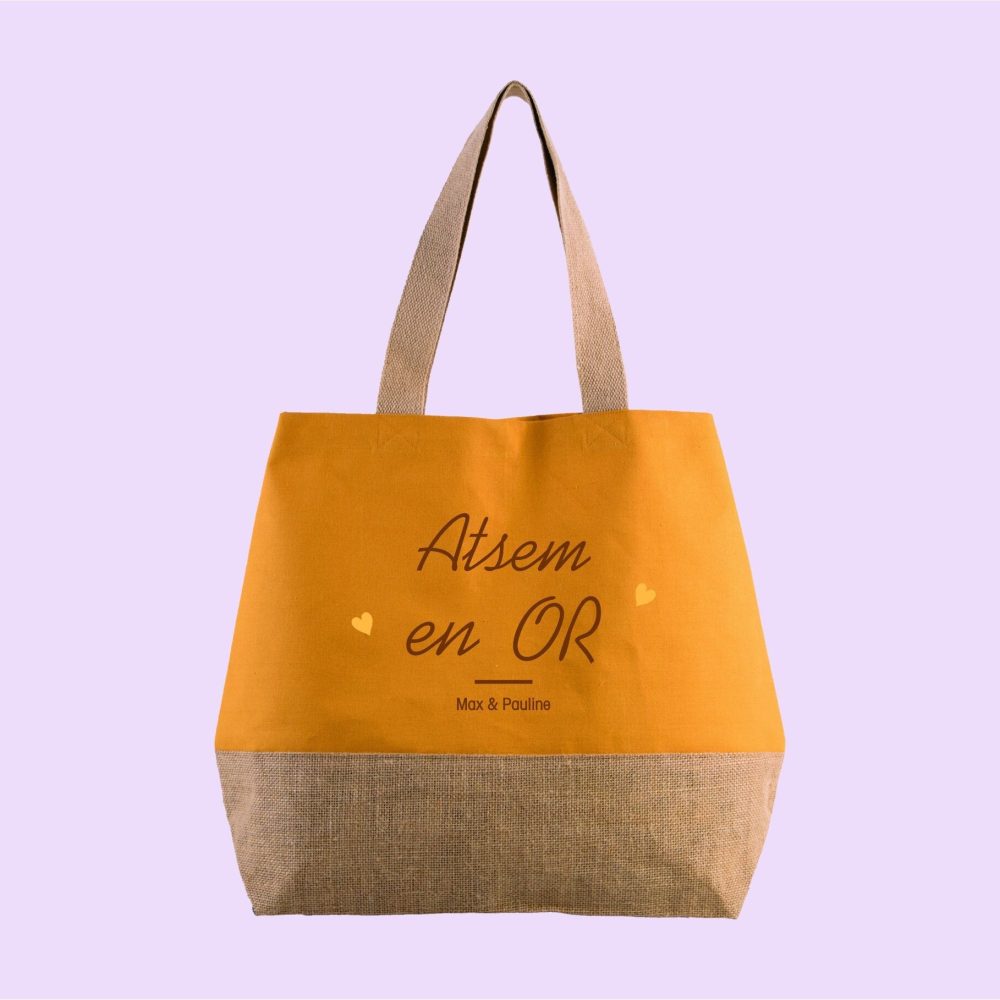 Grand sac cabas en jute à personnaliser