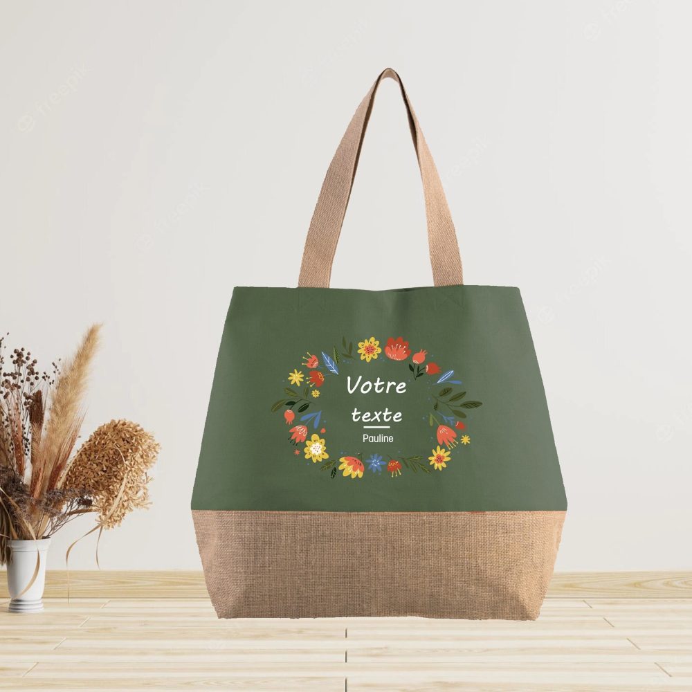 Grand sac cabas en jute à personnaliser