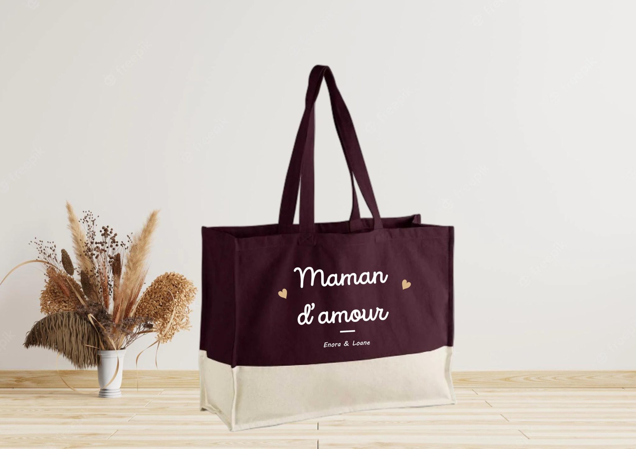 Grand sac cabas personnalisé Maman d'amour