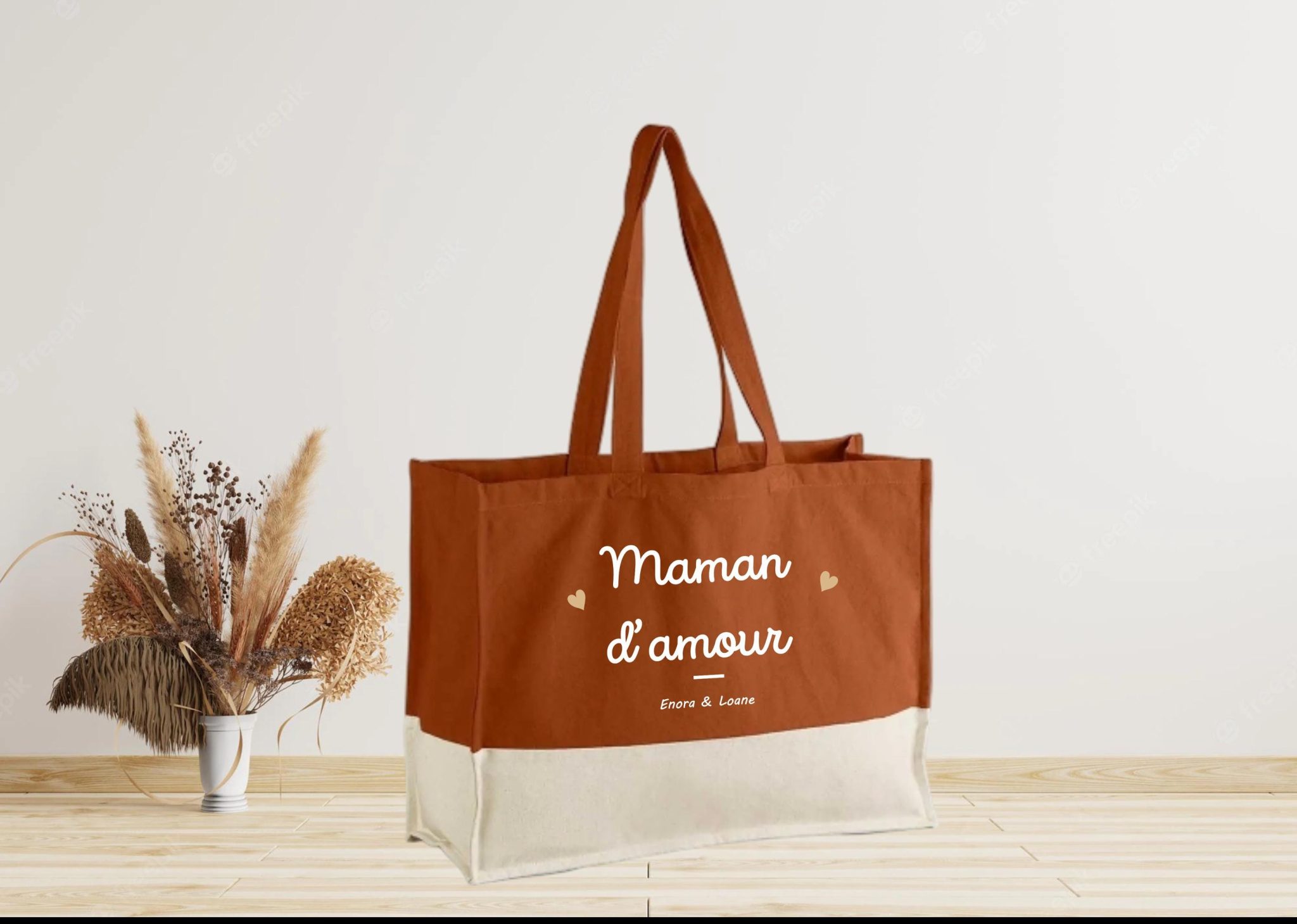 Grand sac cabas personnalisé Maman d'amour — anniversaire maman